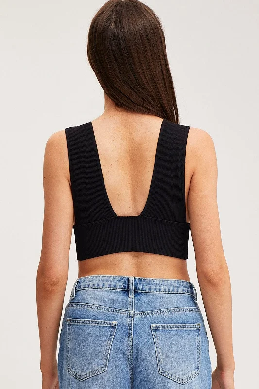 Black Tank Top Sleeveless Seamless