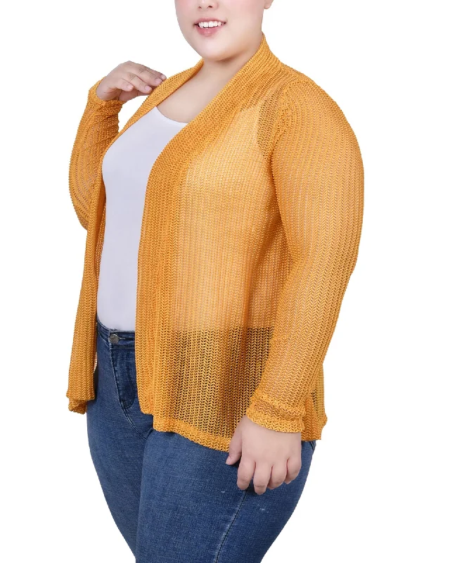 Plus Size Open Knit Cardigan