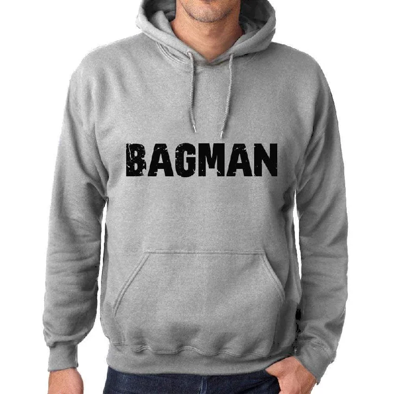 Unisex Printed Graphic Cotton Hoodie Popular Words BAGMAN Grey Marl