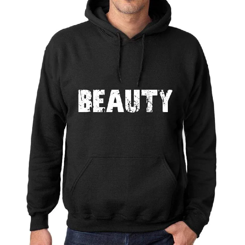 Men's Women's Unisex Printed Graphic Cotton Hoodie Soft Heavyweight Hooded Sweatshirt Pullover Popular Words BEAUTY Deep Black