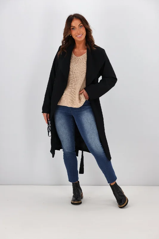 Betty Basics Christina Wrap Coat Black