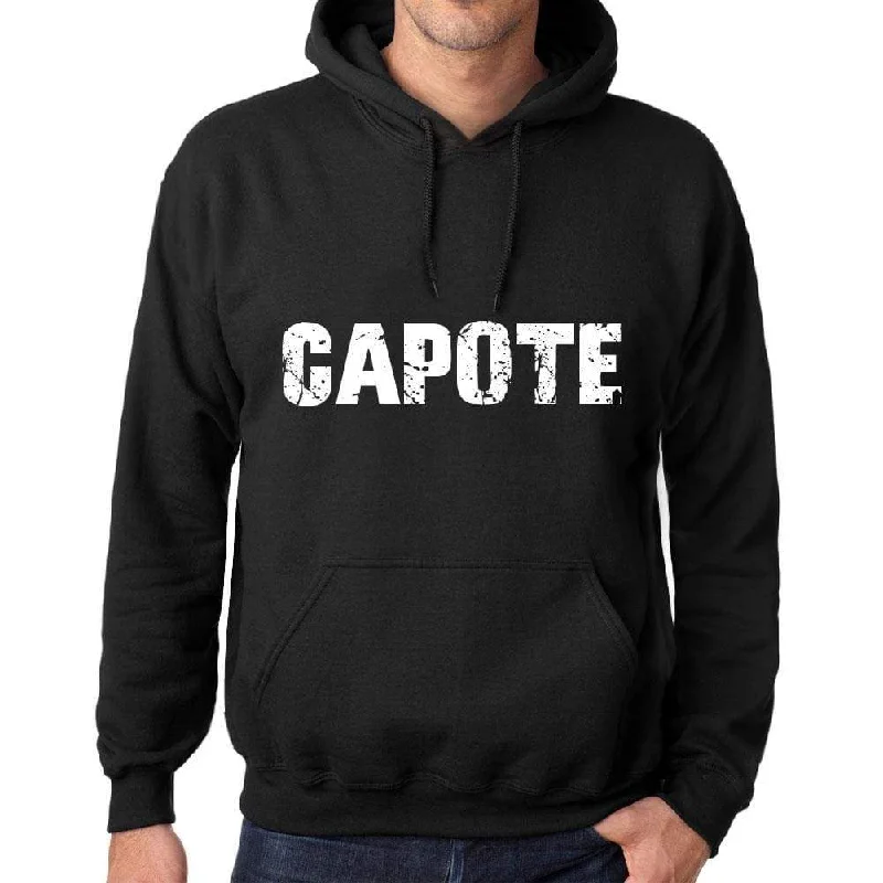 Men's Women's Unisex Printed Graphic Cotton Hoodie Soft Heavyweight Hooded Sweatshirt Pullover Popular Words CAPOTE Deep Black