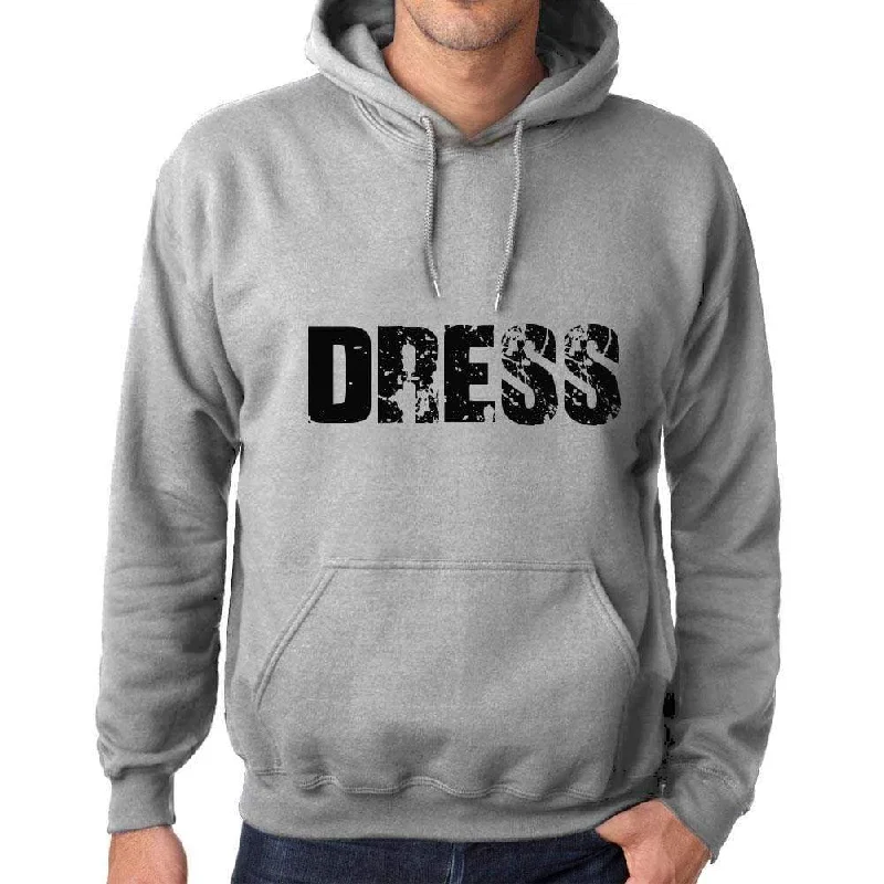 Unisex Printed Graphic Cotton Hoodie Popular Words DRESS Grey Marl