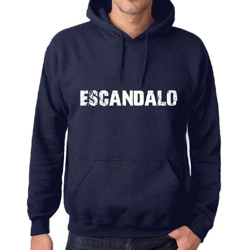 Unisex Printed Graphic Cotton Hoodie Popular Words ESCANDALO French Navy