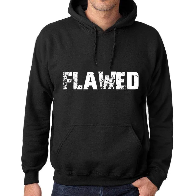 Men's Women's Unisex Printed Graphic Cotton Hoodie Soft Heavyweight Hooded Sweatshirt Pullover Popular Words FLAWED Deep Black