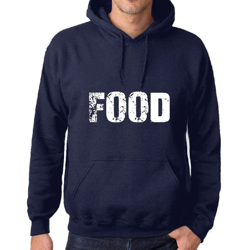 Unisex Printed Graphic Cotton Hoodie Popular Words FOOD French Navy