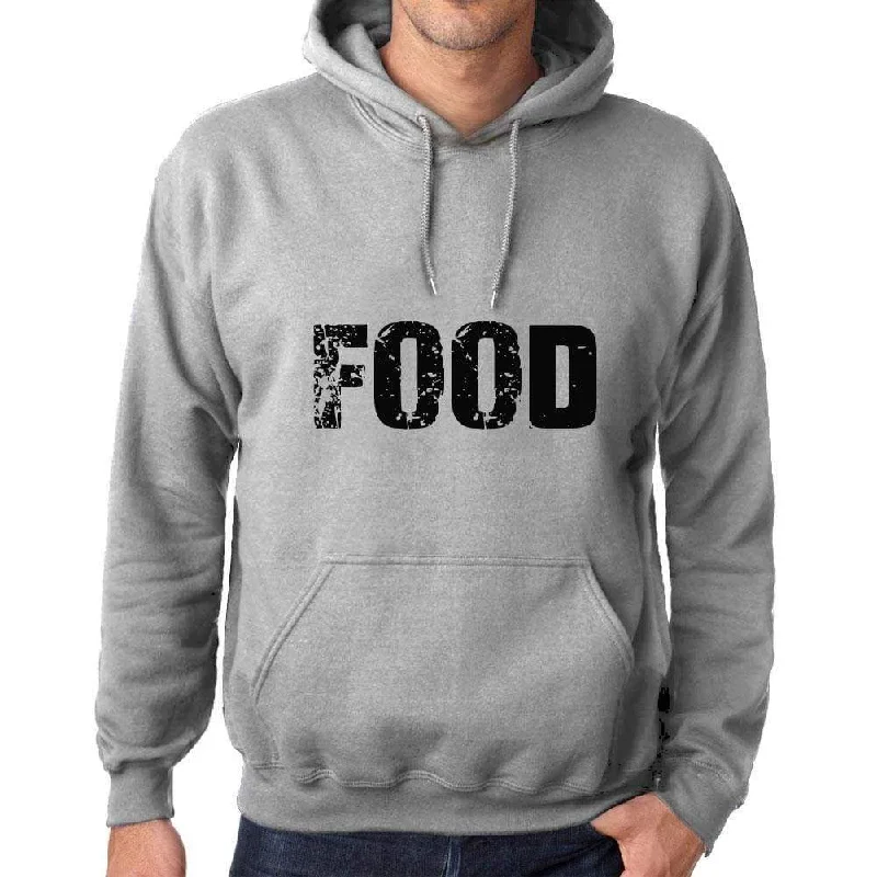 Unisex Printed Graphic Cotton Hoodie Popular Words FOOD Grey Marl