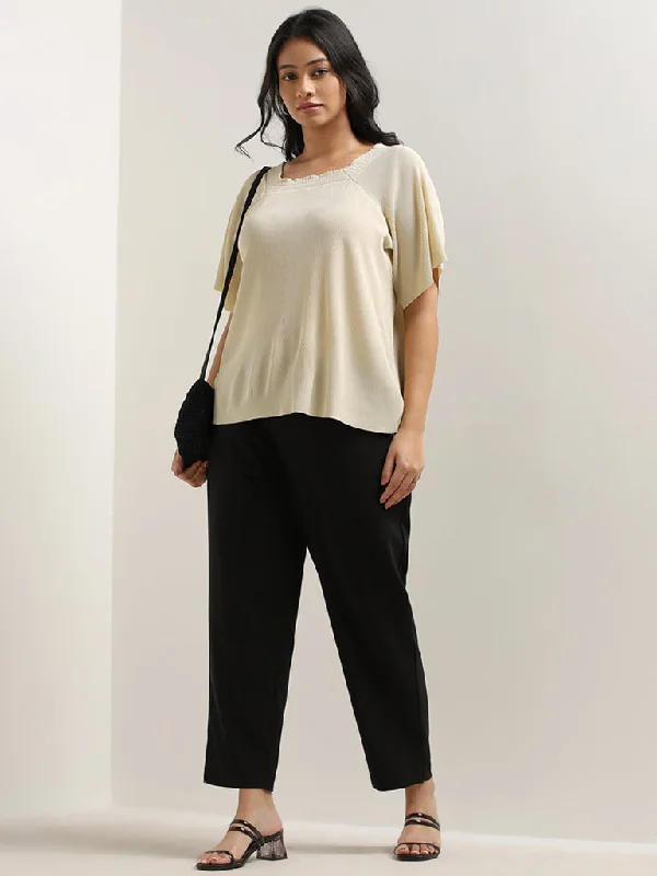 Gia Beige Plisse Top