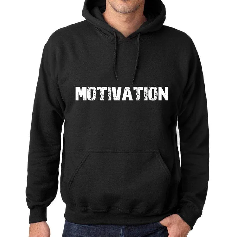 Men's Women's Unisex Printed Graphic Cotton Hoodie Soft Heavyweight Hooded Sweatshirt Pullover Popular Words MOTIVATION Deep Black