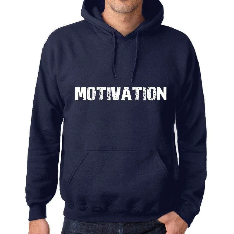 Unisex Printed Graphic Cotton Hoodie Popular Words MOTIVATION French Navy