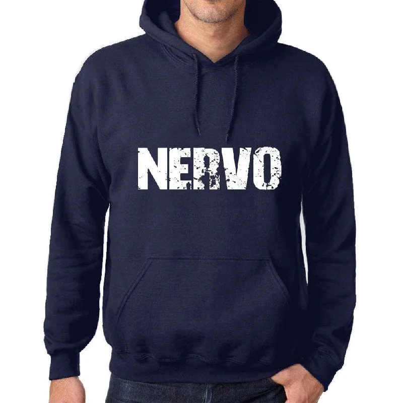 Unisex Printed Graphic Cotton Hoodie Popular Words NERVO French Navy