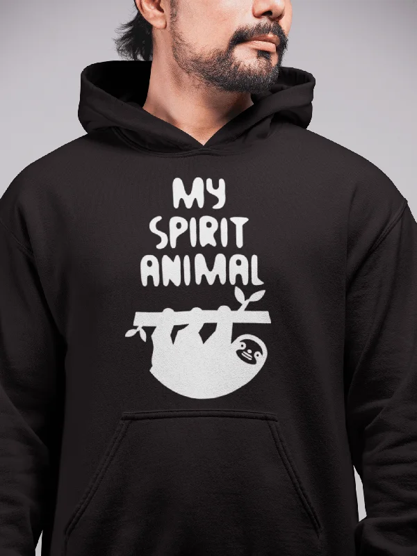 Printed Graphic Unisex Sloth Is My Spirit Animal Hoodie Casual Hooded Sweatshirt