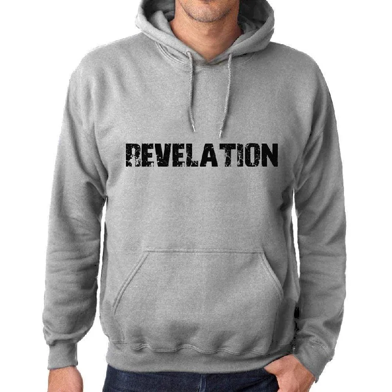 Unisex Printed Graphic Cotton Hoodie Popular Words REVELATION Grey Marl