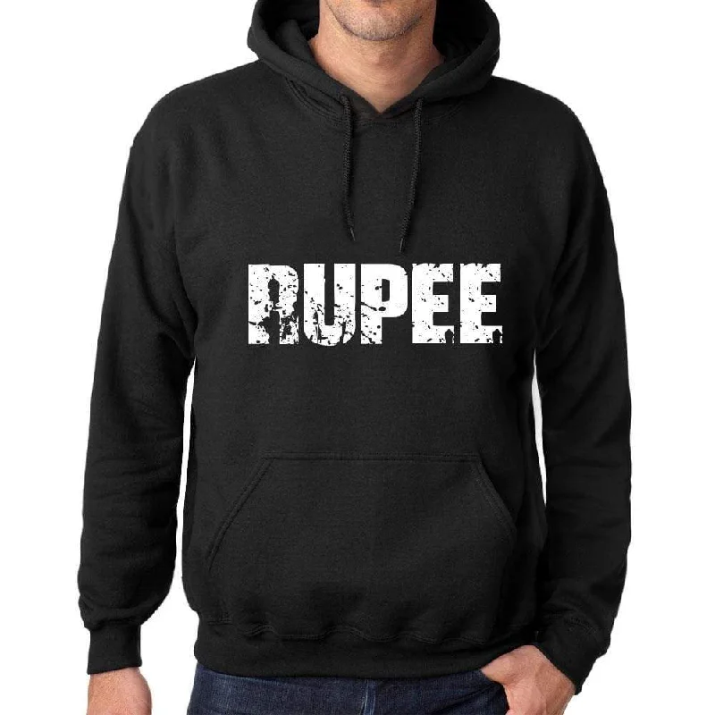 Men's Women's Unisex Printed Graphic Cotton Hoodie Soft Heavyweight Hooded Sweatshirt Pullover Popular Words RUPEE Deep Black