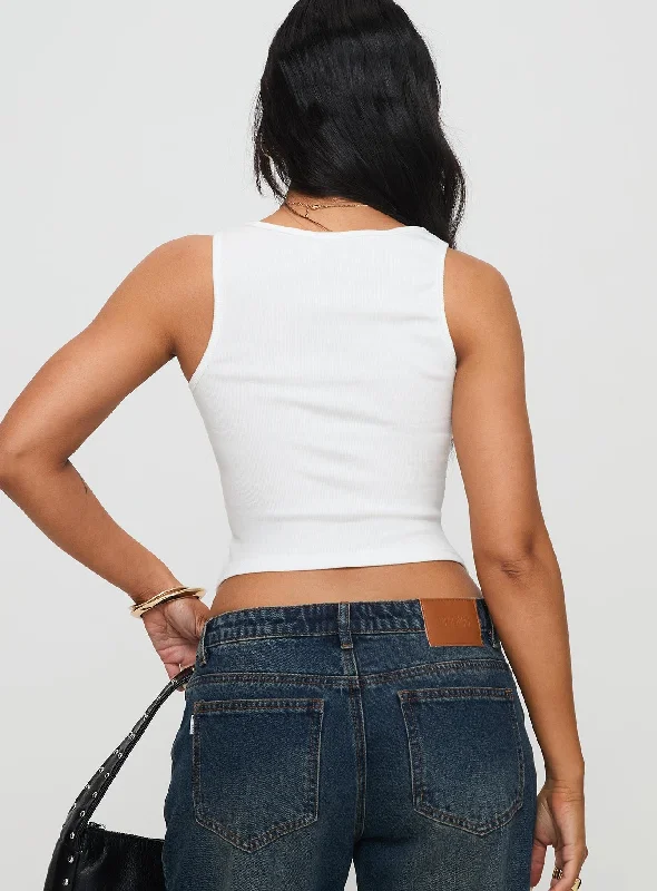 Baseline Square Neck Rib Tank Top White