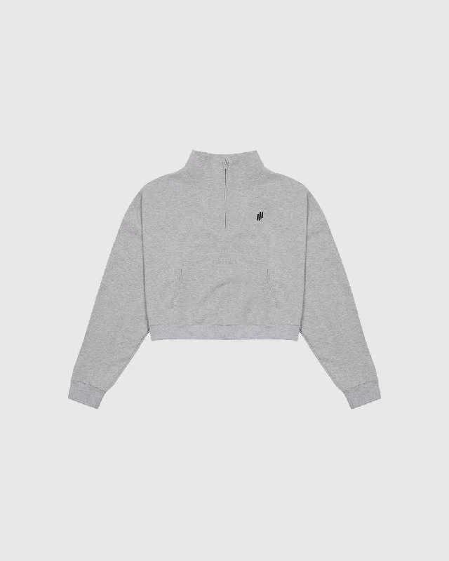 EE:WS07 - 1/2 Zip Crop Jumper - Grey Marl