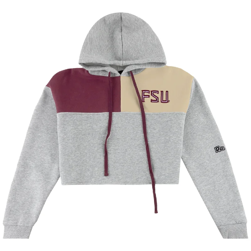 Hype & Vice Women's FSU Color Block Crop Hood - Garnet/Gold/Grey