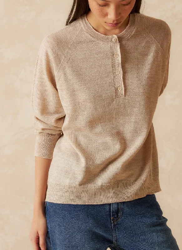 Indi & Cold Lightweight Merino Henley Sweater